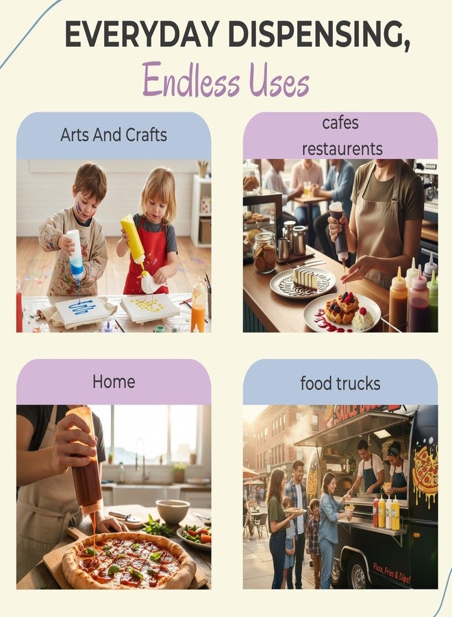 DAOME زجاجة ضغط بلاستيكية من داومي لتوزيع الكاتشب والخردل وصلصة العسل - 650 مل (4 قطع) - Image 5